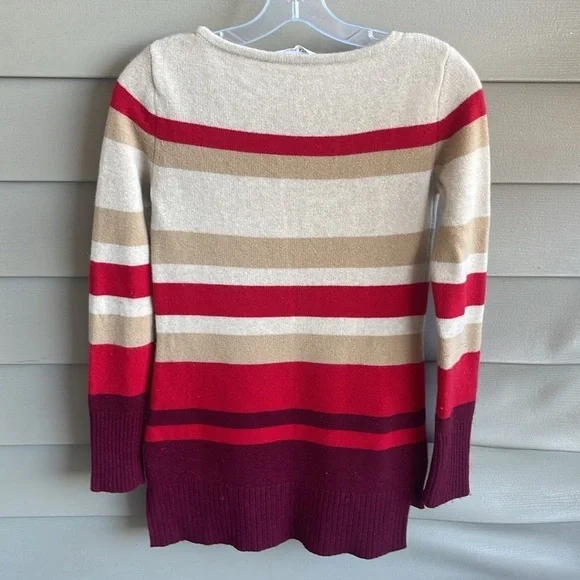 Athleta 100% cashmere lodge sweater chianti striped pullover cozy warm size XXS - Picture 2 of 9